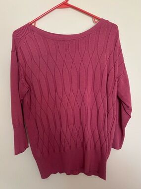 Apt. 9 Cable Knit Boatneck Sweater - Raspberry